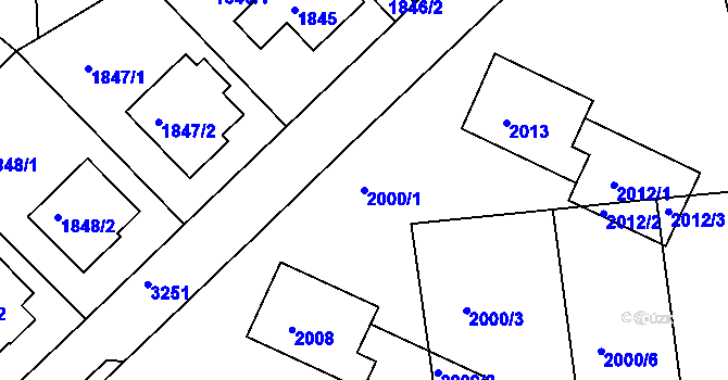 Parcela st. 2000/1 v KÚ Krč, Katastrální mapa