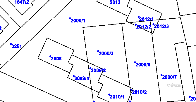 Parcela st. 2000/3 v KÚ Krč, Katastrální mapa