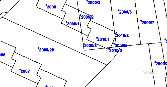 Parcela st. 2000/4 v KÚ Krč, Katastrální mapa