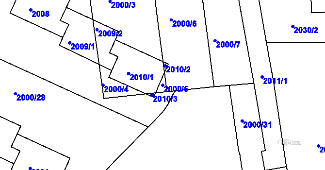 Parcela st. 2000/5 v KÚ Krč, Katastrální mapa