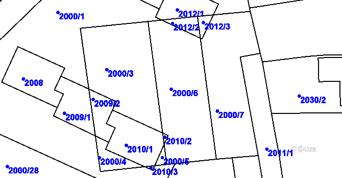 Parcela st. 2000/6 v KÚ Krč, Katastrální mapa