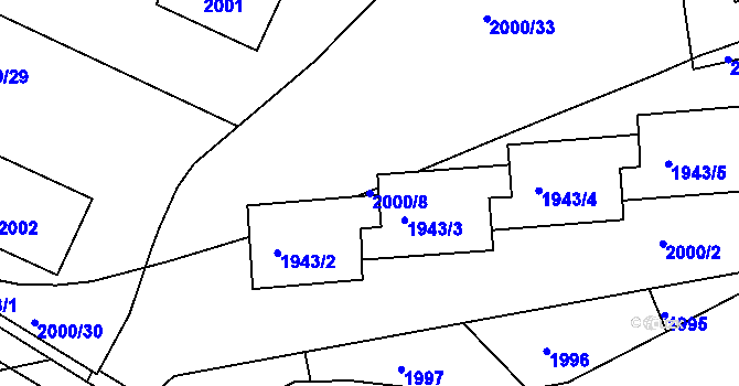 Parcela st. 2000/8 v KÚ Krč, Katastrální mapa