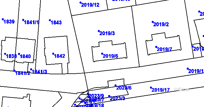 Parcela st. 2019/6 v KÚ Krč, Katastrální mapa