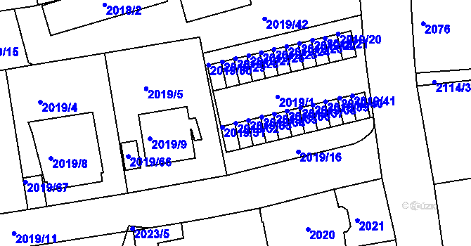 Parcela st. 2019/32 v KÚ Krč, Katastrální mapa