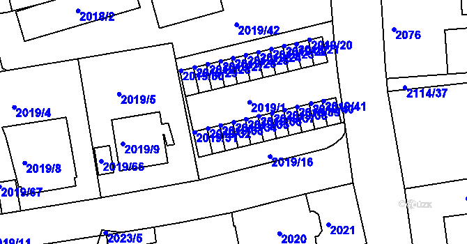 Parcela st. 2019/34 v KÚ Krč, Katastrální mapa
