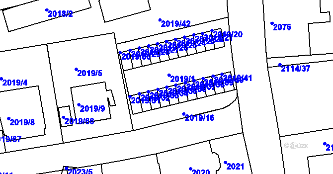 Parcela st. 2019/35 v KÚ Krč, Katastrální mapa