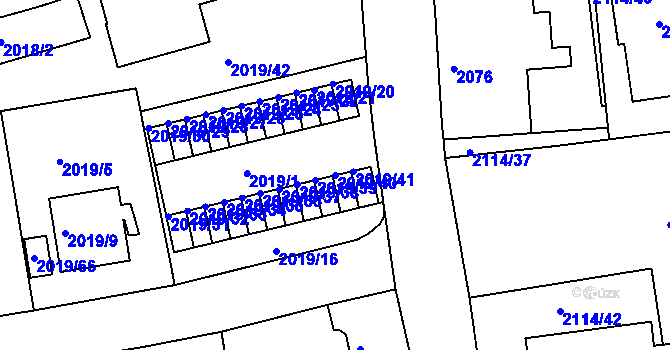 Parcela st. 2019/40 v KÚ Krč, Katastrální mapa