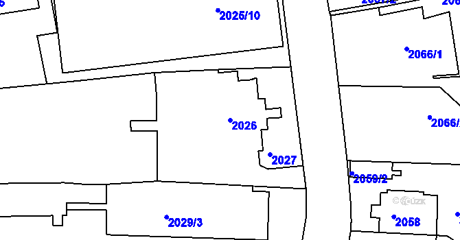Parcela st. 2026 v KÚ Krč, Katastrální mapa