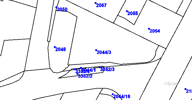 Parcela st. 2044/3 v KÚ Krč, Katastrální mapa