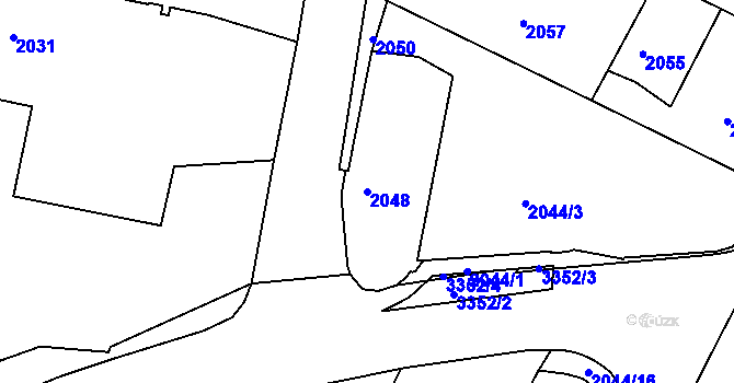 Parcela st. 2048 v KÚ Krč, Katastrální mapa