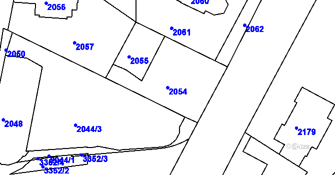 Parcela st. 2054 v KÚ Krč, Katastrální mapa