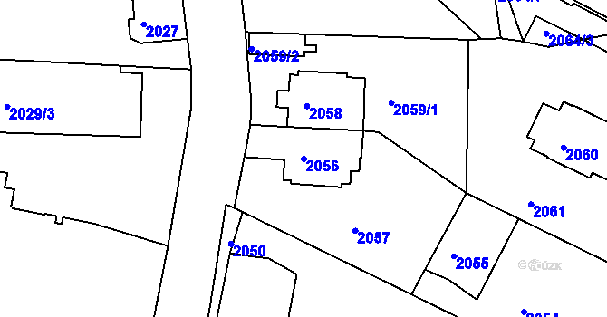 Parcela st. 2056 v KÚ Krč, Katastrální mapa