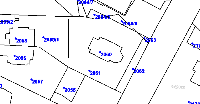 Parcela st. 2060 v KÚ Krč, Katastrální mapa