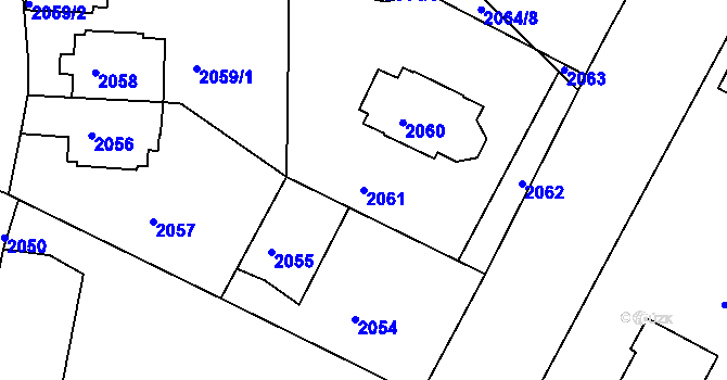 Parcela st. 2061 v KÚ Krč, Katastrální mapa