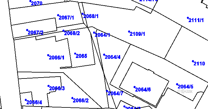 Parcela st. 2064/4 v KÚ Krč, Katastrální mapa