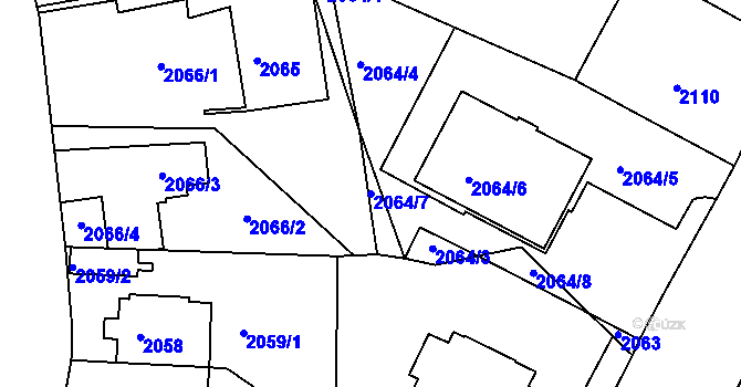 Parcela st. 2064/7 v KÚ Krč, Katastrální mapa