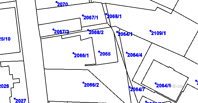 Parcela st. 2065 v KÚ Krč, Katastrální mapa