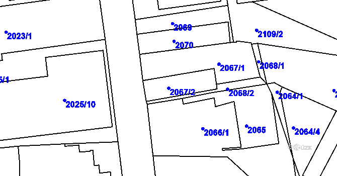 Parcela st. 2067/2 v KÚ Krč, Katastrální mapa