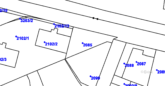 Parcela st. 2085 v KÚ Krč, Katastrální mapa