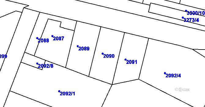 Parcela st. 2090 v KÚ Krč, Katastrální mapa