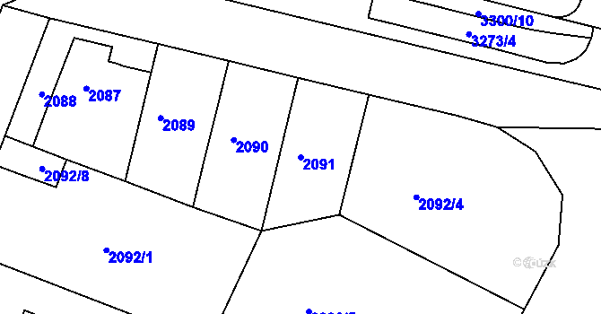 Parcela st. 2091 v KÚ Krč, Katastrální mapa