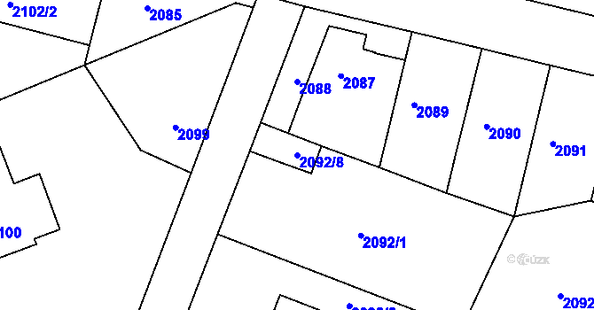 Parcela st. 2092/8 v KÚ Krč, Katastrální mapa