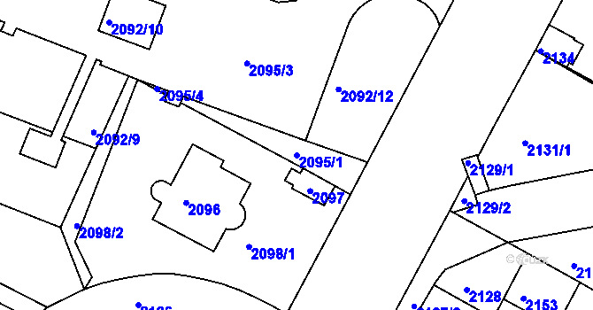 Parcela st. 2095/1 v KÚ Krč, Katastrální mapa