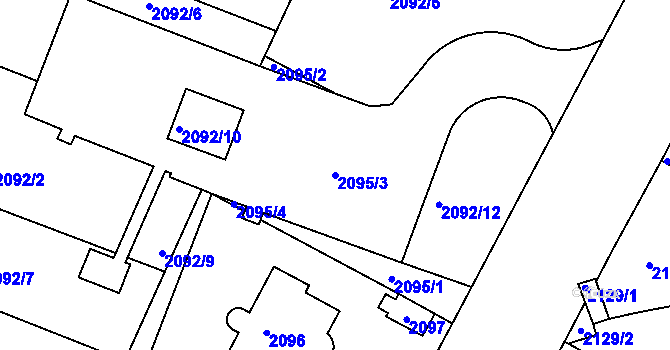 Parcela st. 2095/3 v KÚ Krč, Katastrální mapa
