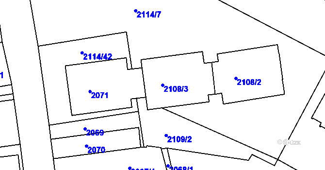 Parcela st. 2108/3 v KÚ Krč, Katastrální mapa