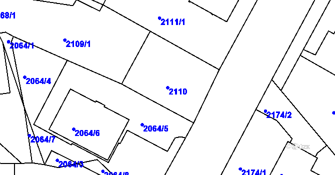 Parcela st. 2110 v KÚ Krč, Katastrální mapa