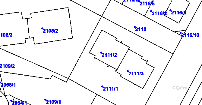 Parcela st. 2111/2 v KÚ Krč, Katastrální mapa