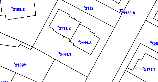Parcela st. 2111/3 v KÚ Krč, Katastrální mapa