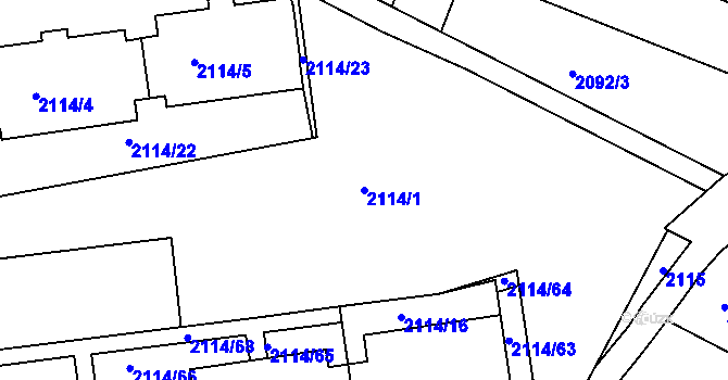 Parcela st. 2114/1 v KÚ Krč, Katastrální mapa