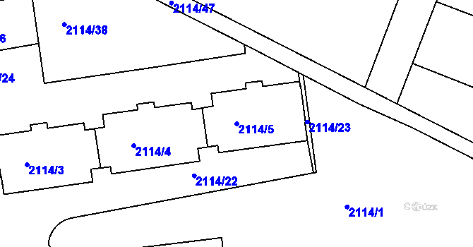 Parcela st. 2114/5 v KÚ Krč, Katastrální mapa