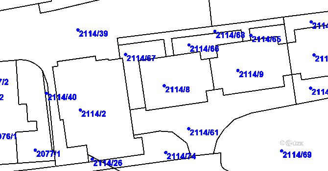 Parcela st. 2114/8 v KÚ Krč, Katastrální mapa