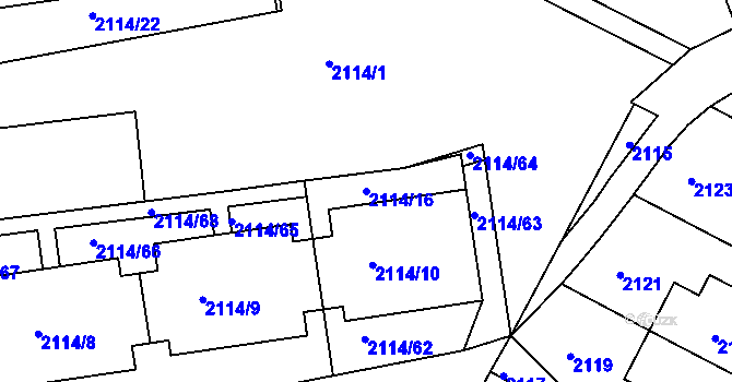 Parcela st. 2114/16 v KÚ Krč, Katastrální mapa