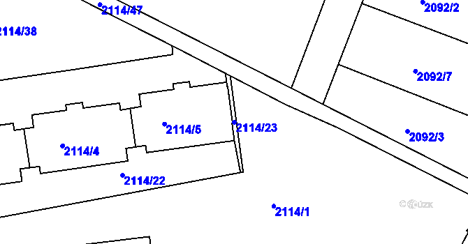 Parcela st. 2114/23 v KÚ Krč, Katastrální mapa
