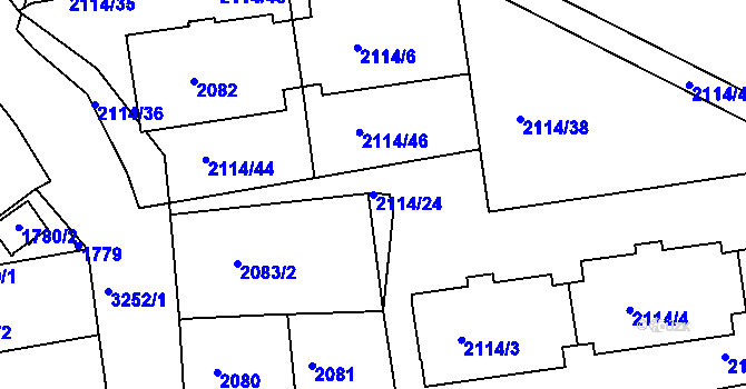 Parcela st. 2114/24 v KÚ Krč, Katastrální mapa