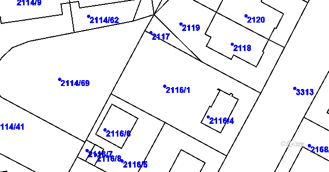 Parcela st. 2116/1 v KÚ Krč, Katastrální mapa