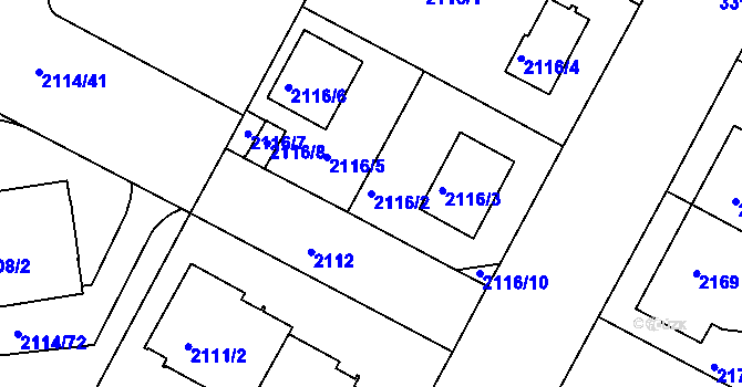 Parcela st. 2116/2 v KÚ Krč, Katastrální mapa