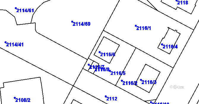 Parcela st. 2116/6 v KÚ Krč, Katastrální mapa