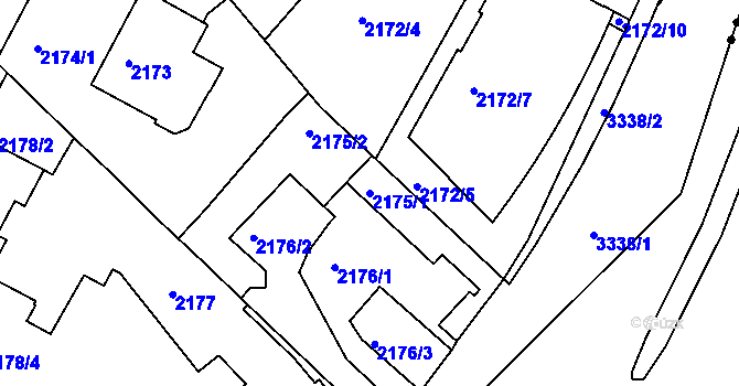 Parcela st. 2175/1 v KÚ Krč, Katastrální mapa