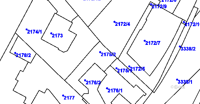 Parcela st. 2175/2 v KÚ Krč, Katastrální mapa