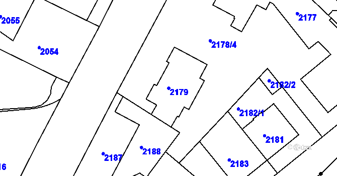 Parcela st. 2179 v KÚ Krč, Katastrální mapa
