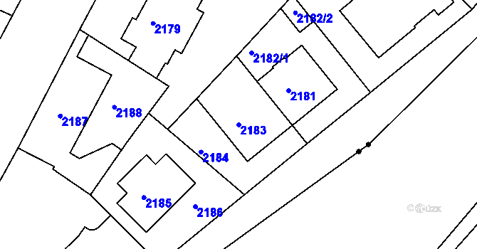 Parcela st. 2183 v KÚ Krč, Katastrální mapa