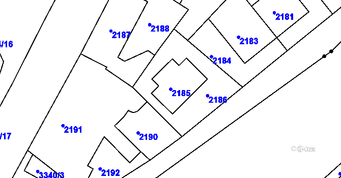 Parcela st. 2185 v KÚ Krč, Katastrální mapa