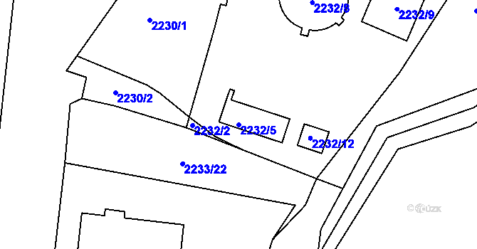 Parcela st. 2232/5 v KÚ Krč, Katastrální mapa