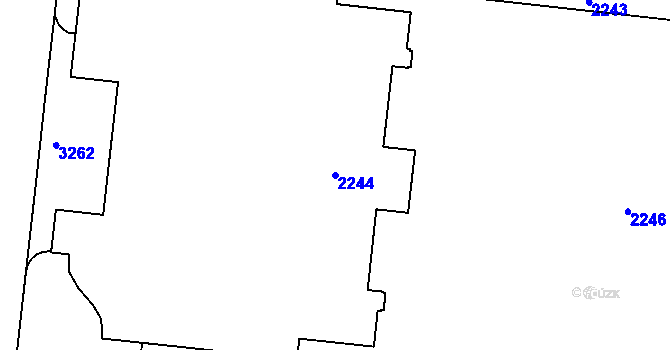 Parcela st. 2244 v KÚ Krč, Katastrální mapa
