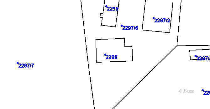 Parcela st. 2296 v KÚ Krč, Katastrální mapa