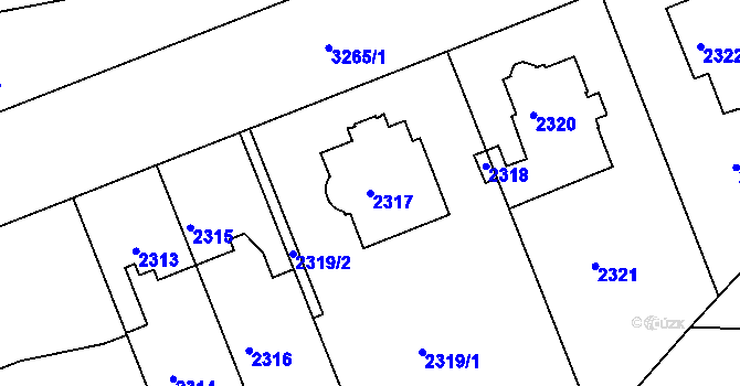 Parcela st. 2317 v KÚ Krč, Katastrální mapa